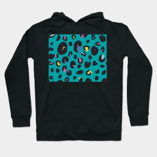 Rainbow Leopard on Teal Hoodie